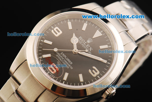 Rolex Explorer Oyster Perpetual Swiss ETA 2836 Automatic Movement Full Steel with Black Dial and White Stick Markers-41mm Size - Click Image to Close